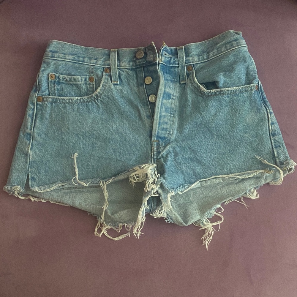 Levi's Light Blue Distressed Jean Shorts